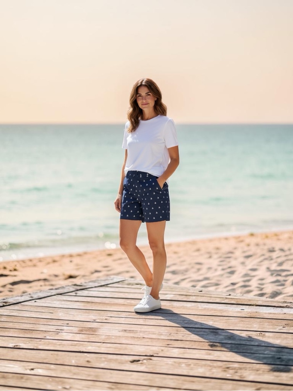 Caribbean Joe & Co. Navy Anchor Print Bermuda Shorts